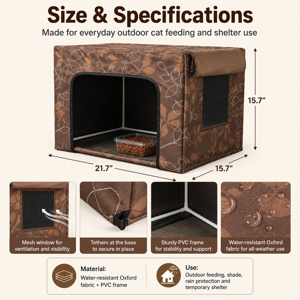 Outdoor Cat Feeding Shelter for Backyards | Weather-Resistant Food Station Cover