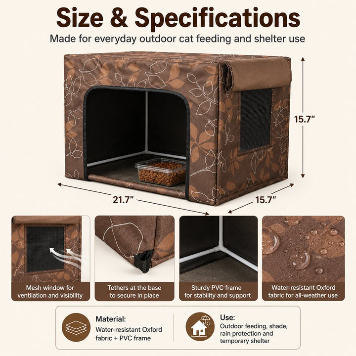Outdoor Cat Feeding Shelter for Backyards | Weather-Resistant Food Station Cover