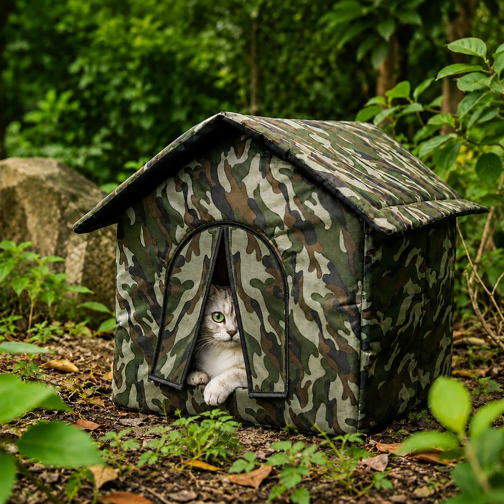 Weather-Resistant Outdoor Cat House for Porches & Backyards