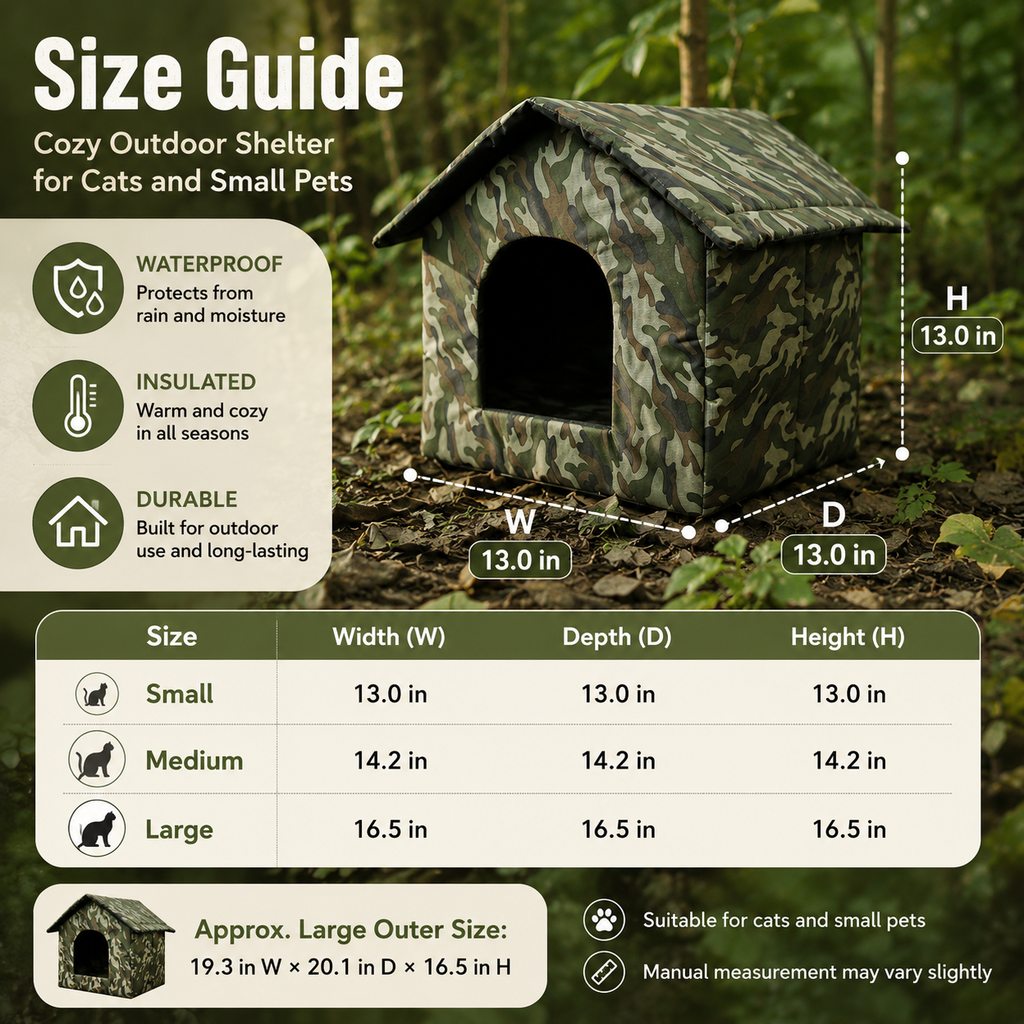 Weather-Resistant Outdoor Cat House for Porches & Backyards