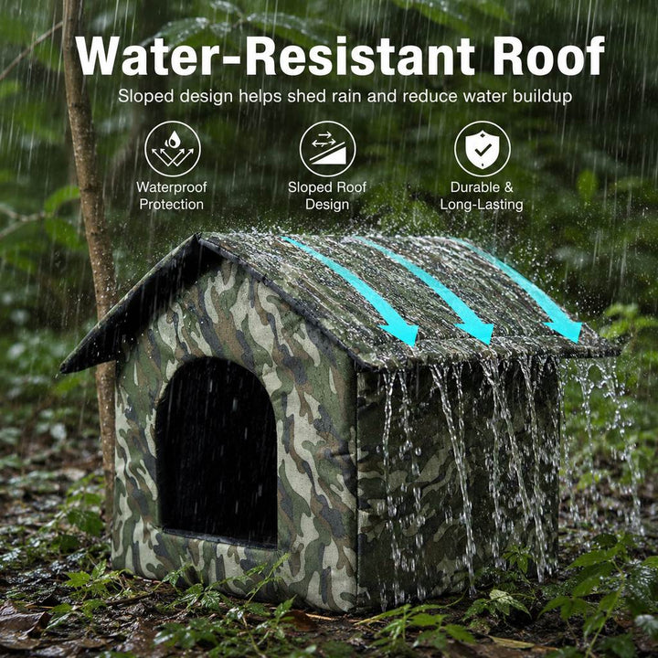 Weather-Resistant Outdoor Cat House for Porches & Backyards