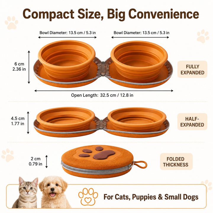 2-in-1 Collapsible Pet Travel Bowl for Walks, Parks & Road Trips