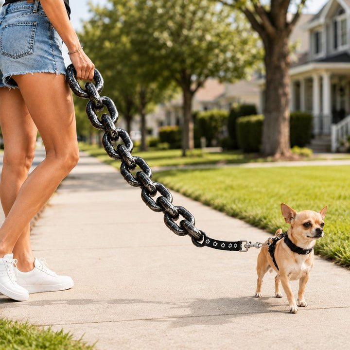 Oversized Chain Dog Leash & Collar Set for Small Dogs | Make Everyday Walks Stand Out