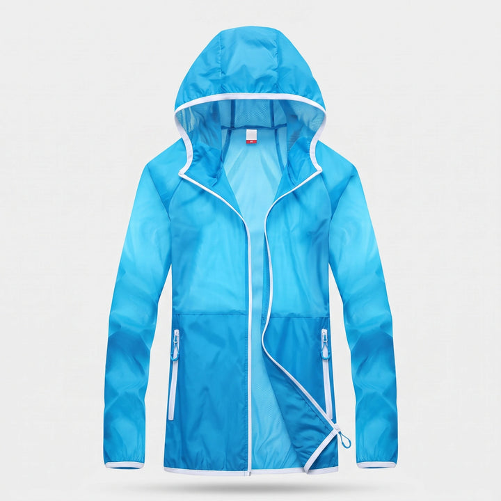 Packable UV Protection Jacket with Hood, Quick Dry Fabric and Zip Pockets