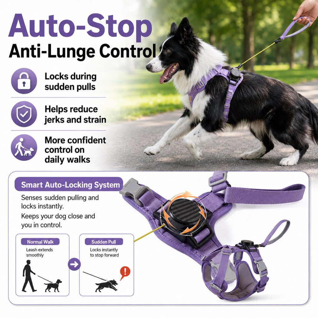 2-in-1 Retractable Dog Harness for Daily Walks