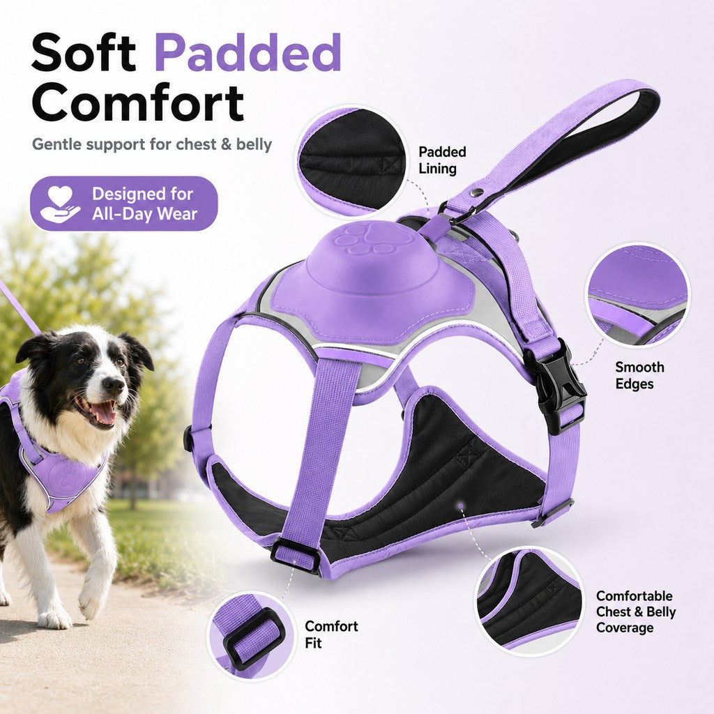 No-Pull Reflective Dog Harness with Built-In Retractable Leash for Safer Daily Walks