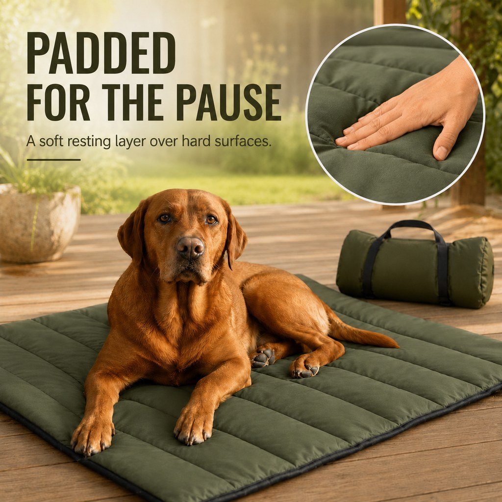 Portable Roll-Up Dog Travel Mat for Camping & Car Trips | Keeps Pets Off Damp, Dirty Ground
