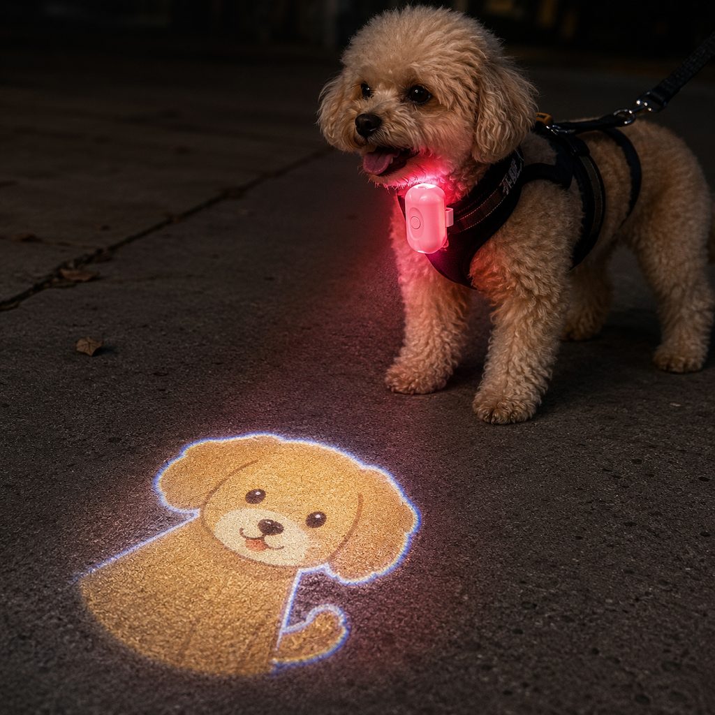 PawGlow Pink Breed Projector Dog Light for Night Walks
