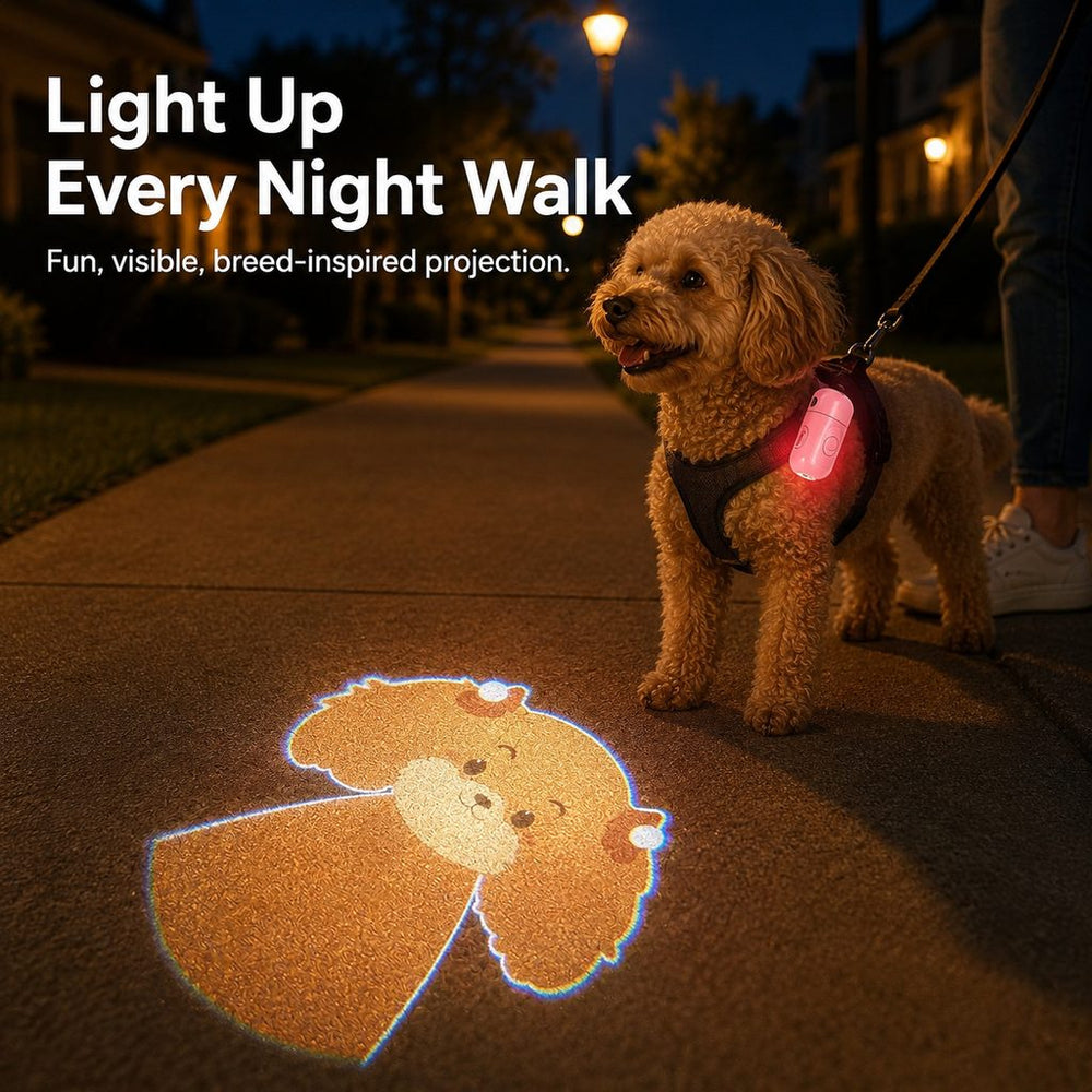 PawGlow Pink Breed Projector Dog Light for Night Walks