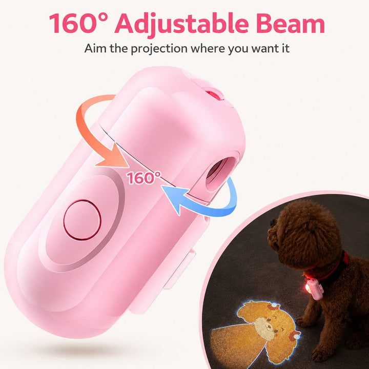 PawGlow Pink Breed Projector Dog Light for Night Walks