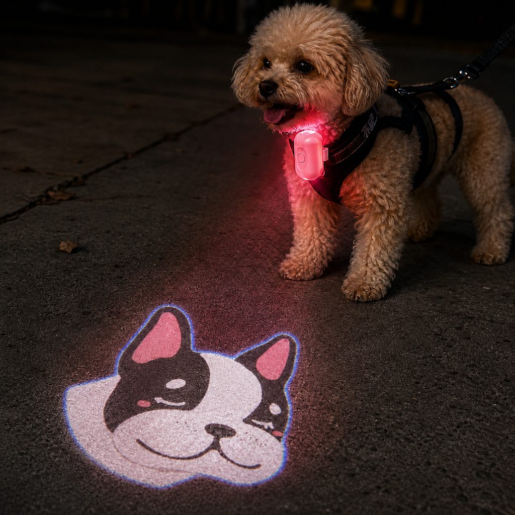 PawGlow Pink Breed Projector Dog Light for Night Walks