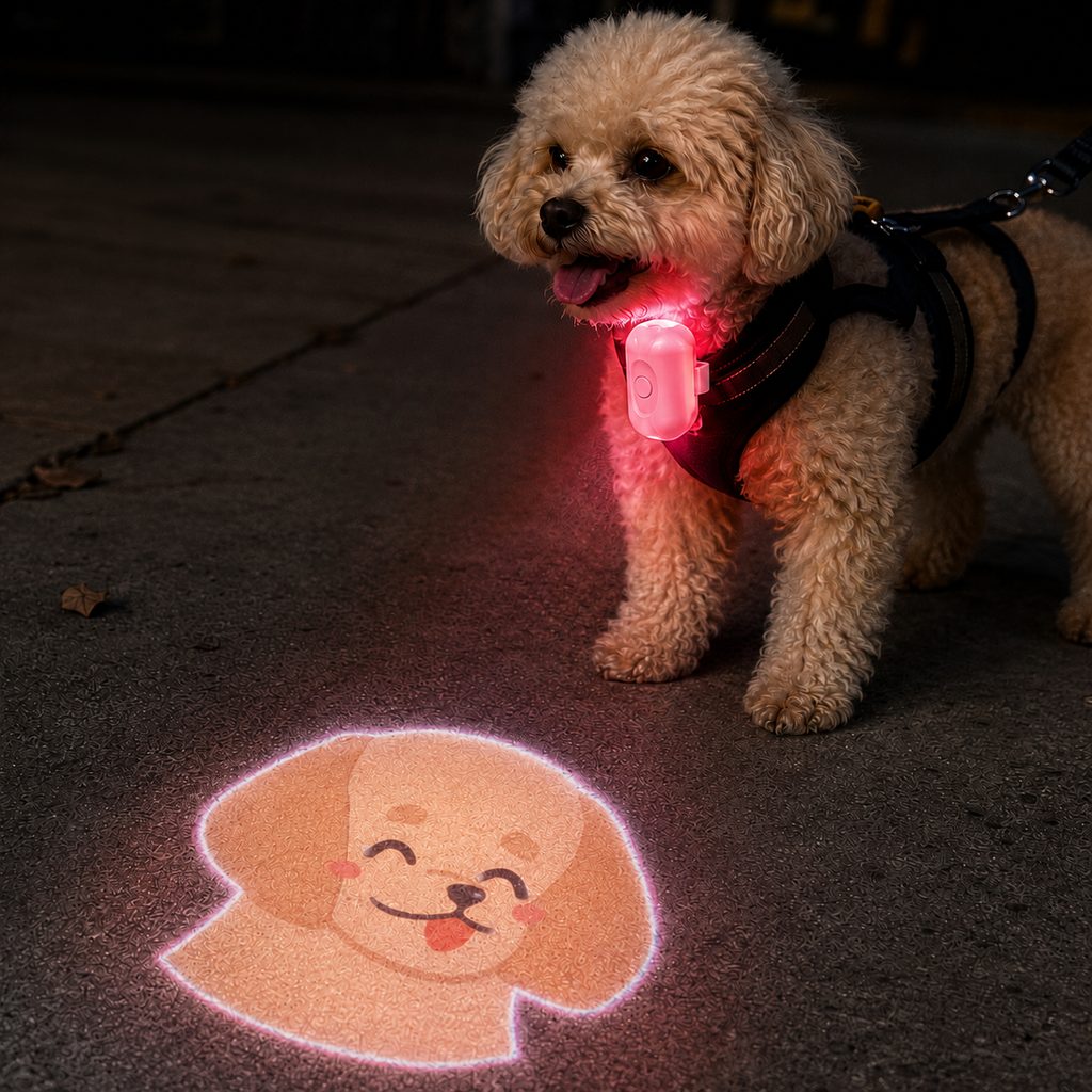 PawGlow Pink Breed Projector Dog Light for Night Walks