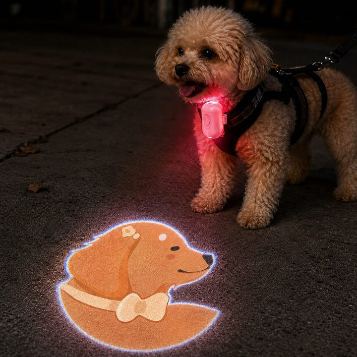PawGlow Pink Breed Projector Dog Light for Night Walks