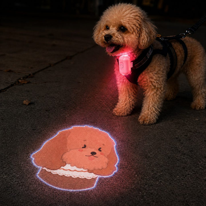 PawGlow Pink Breed Projector Dog Light for Night Walks