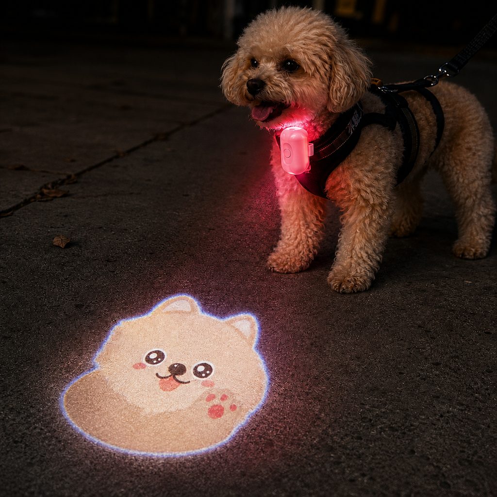 PawGlow Pink Breed Projector Dog Light for Night Walks