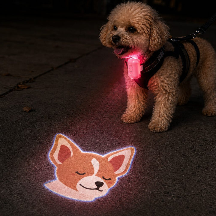 PawGlow Pink Breed Projector Dog Light for Night Walks