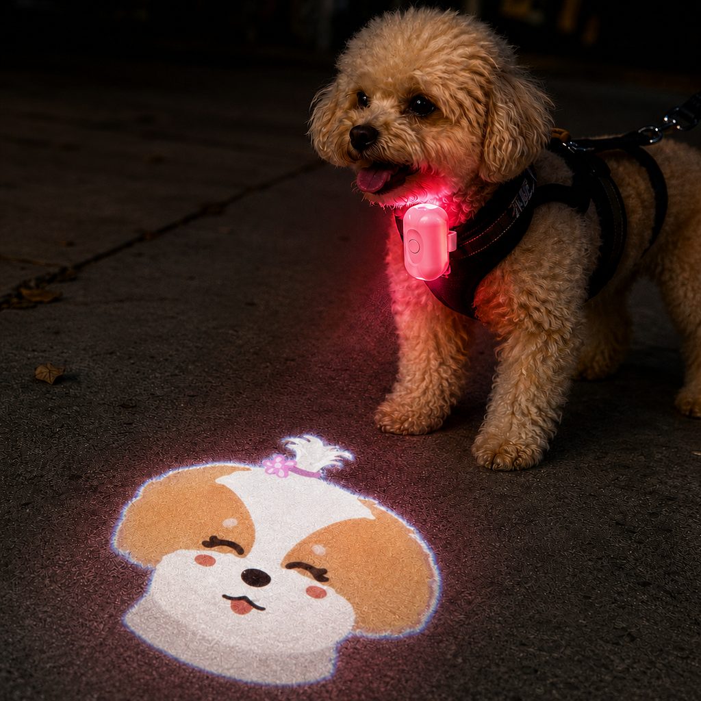 PawGlow Pink Breed Projector Dog Light for Night Walks