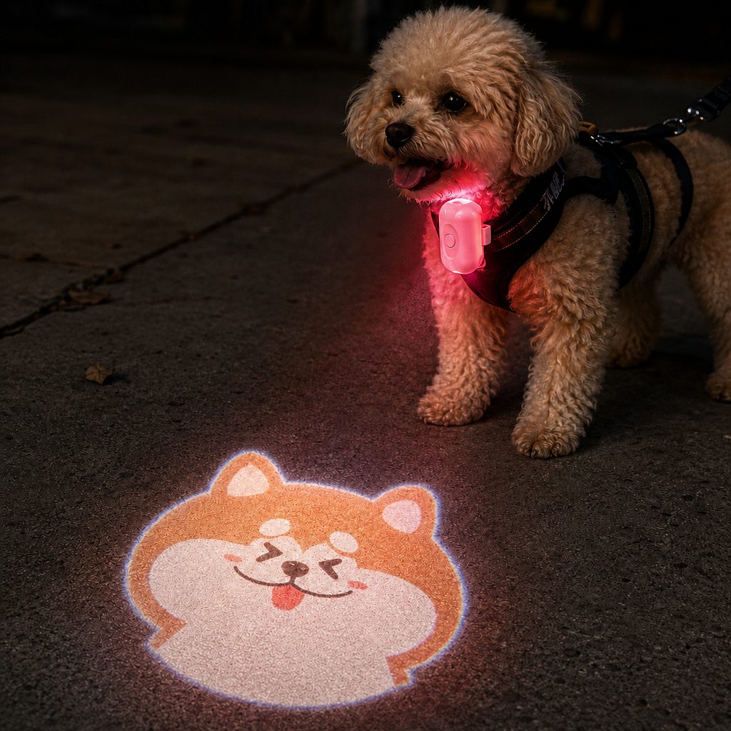PawGlow Pink Breed Projector Dog Light for Night Walks