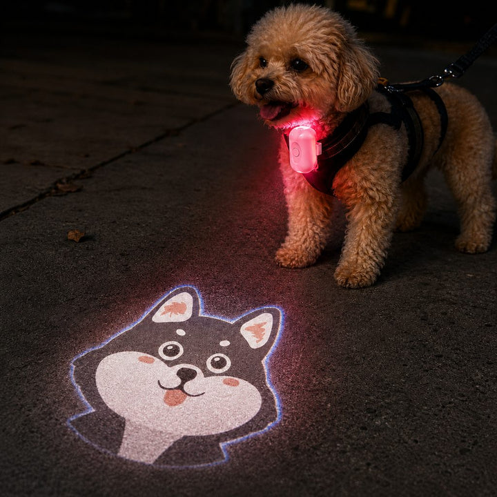 PawGlow Pink Breed Projector Dog Light for Night Walks