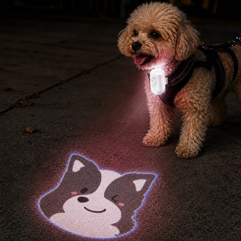 PawGlow Pink Breed Projector Dog Light for Night Walks