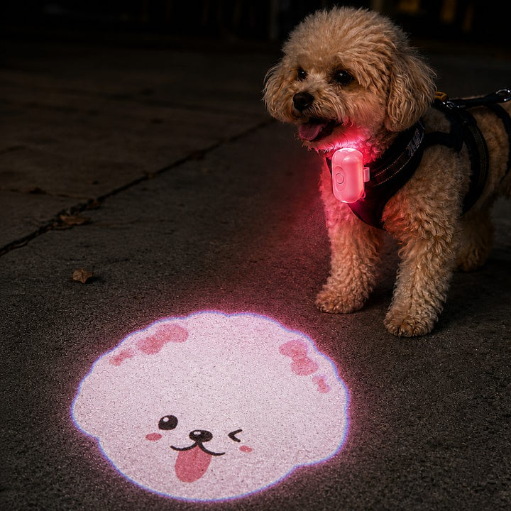 PawGlow Pink Breed Projector Dog Light for Night Walks