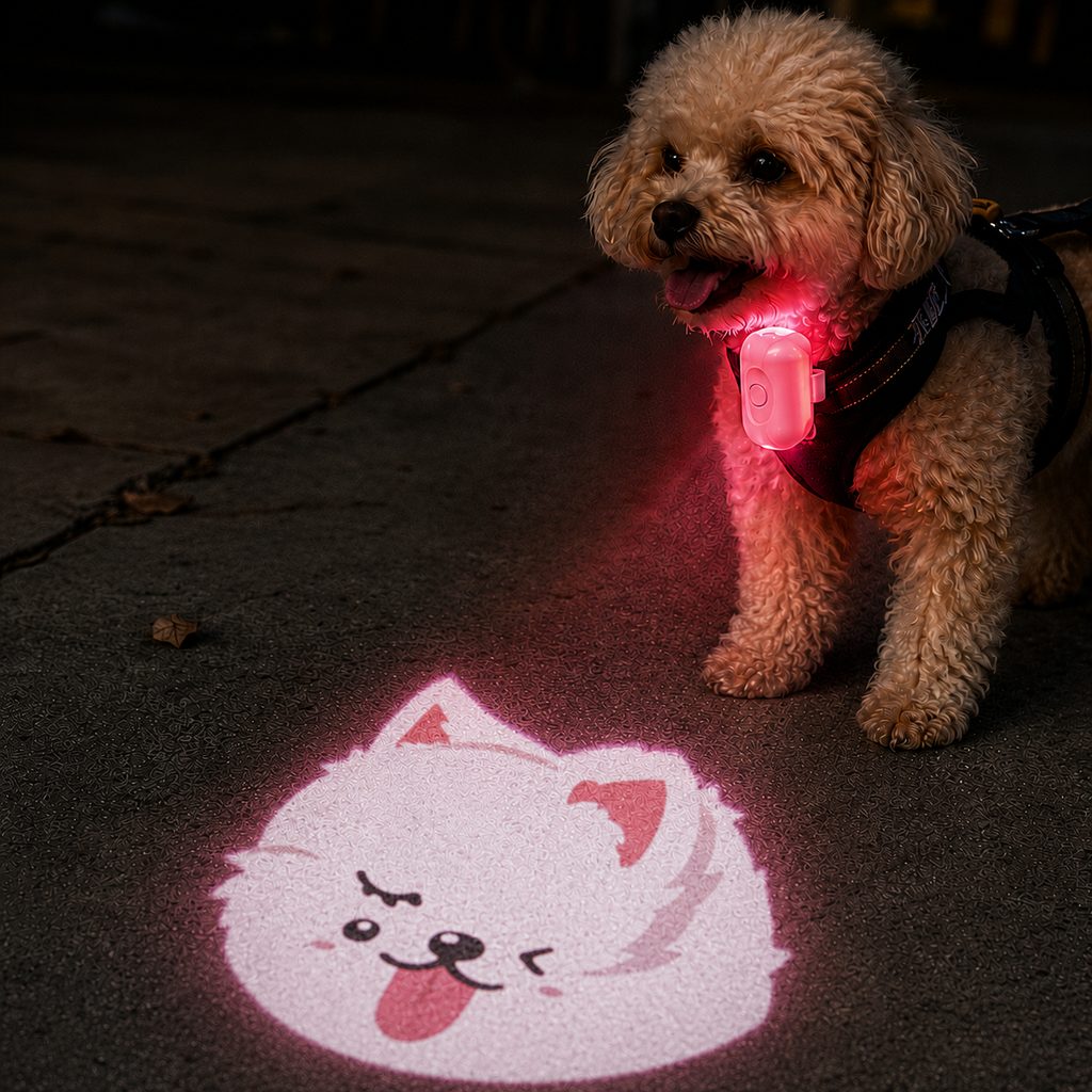 PawGlow Pink Breed Projector Dog Light for Night Walks