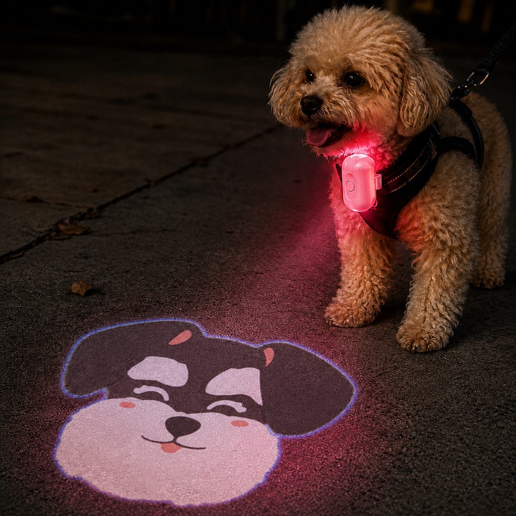 PawGlow Pink Breed Projector Dog Light for Night Walks