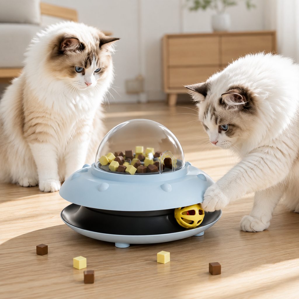PawOrbit UFO Motion-Activated Cat Treat Dispenser Toy