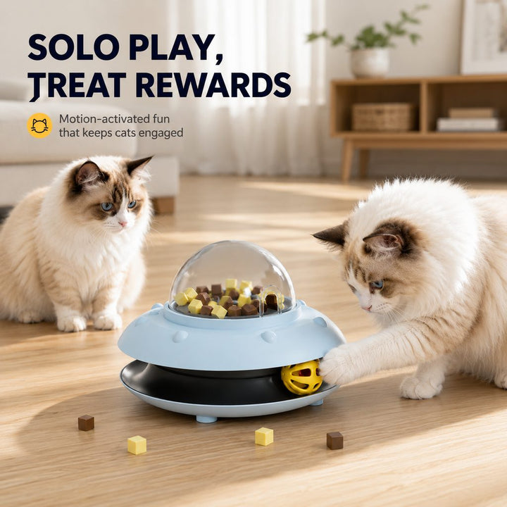 PawOrbit UFO Motion-Activated Cat Treat Dispenser Toy