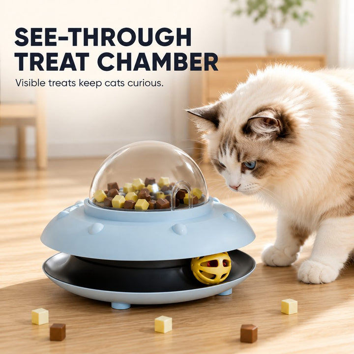 PawOrbit UFO Motion-Activated Cat Treat Dispenser Toy