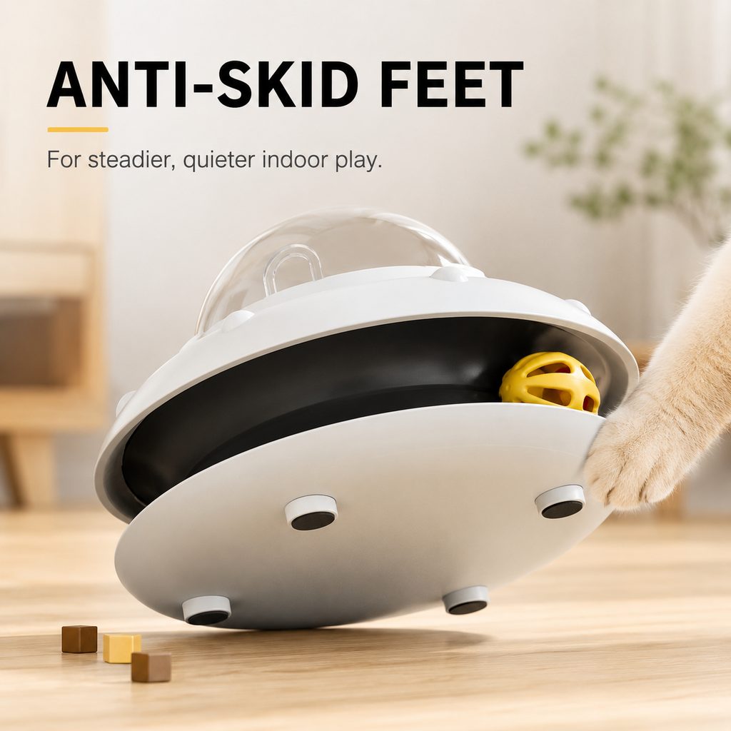 PawOrbit UFO Motion-Activated Cat Treat Dispenser Toy