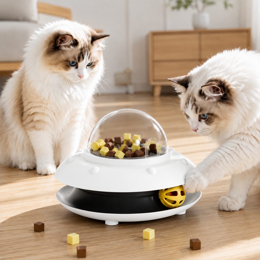 PawOrbit UFO Motion-Activated Cat Treat Dispenser Toy
