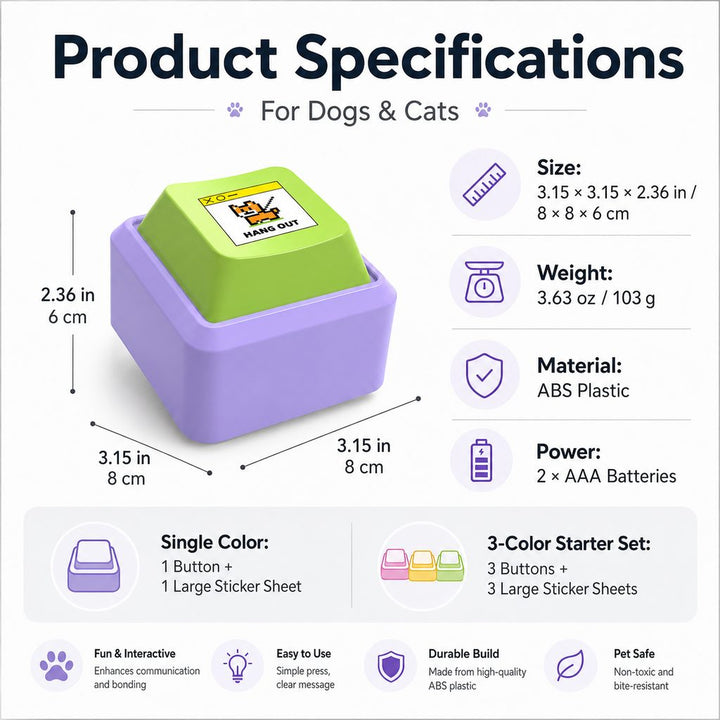 PawTalk Recordable Pet Communication Button for Dogs & Cats
