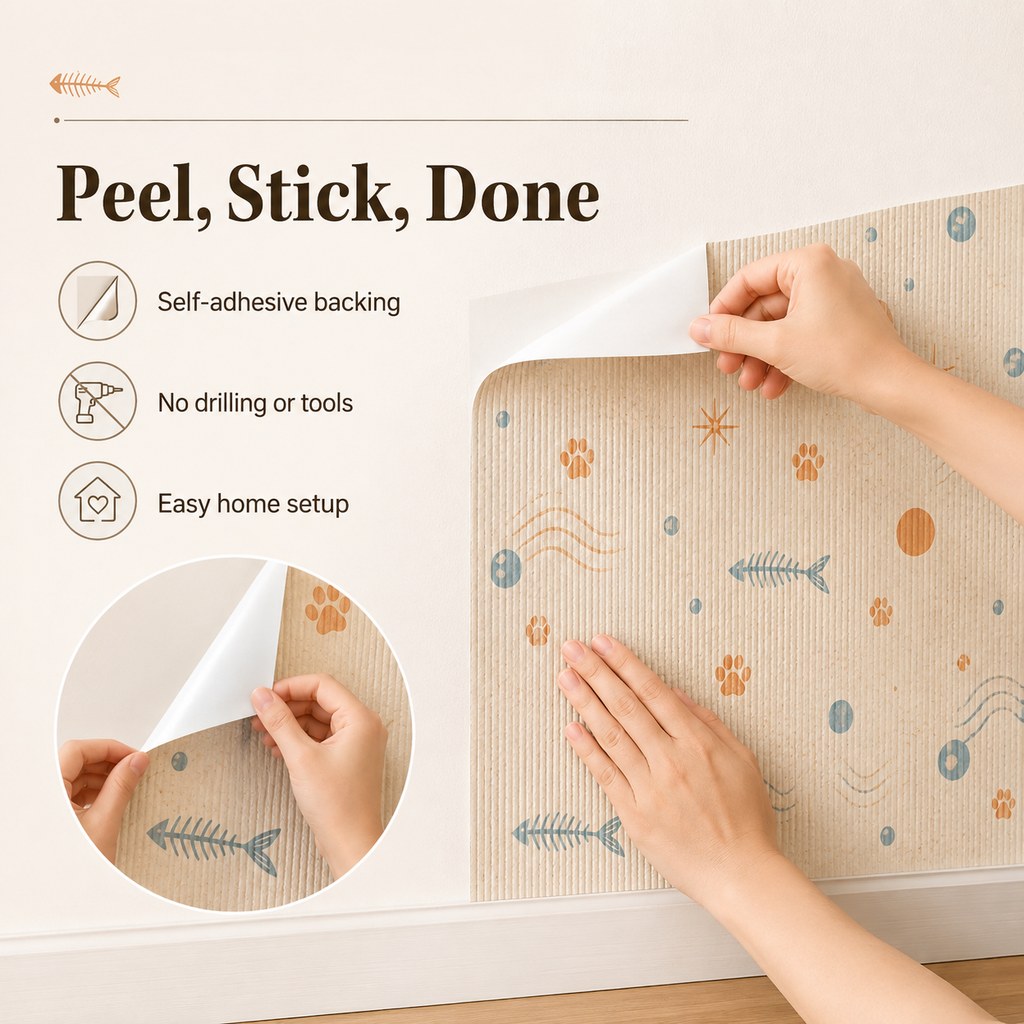Self-Adhesive Cat Scratch Mat for Wall & Furniture Protection