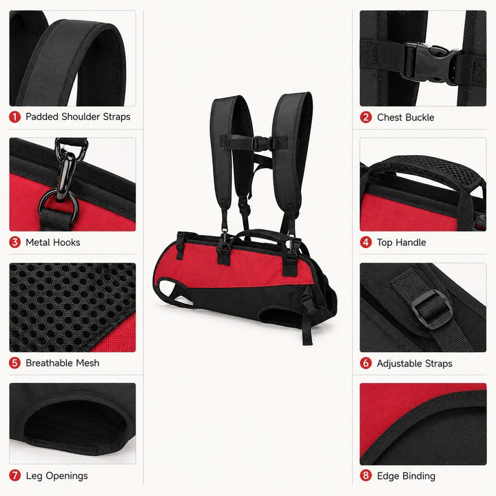 Hands-Free Dog Carrier Harness Backpack for Walks, Hiking & Travel