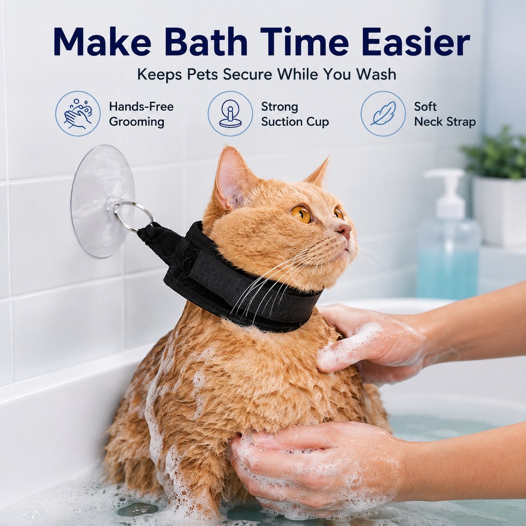 Pet Bathing Restraint with Suction Cup for Cats & Small Dogs
