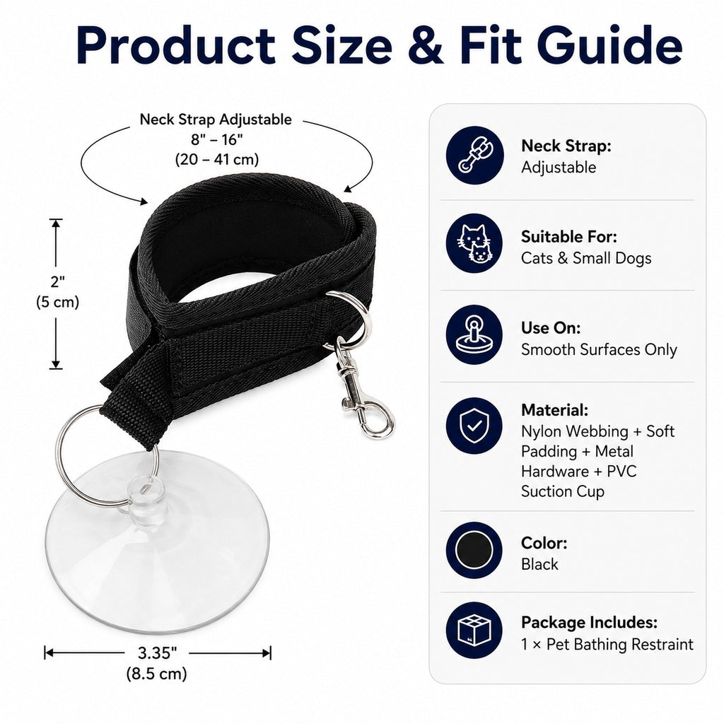 Pet Bathing Restraint with Suction Cup for Cats & Small Dogs