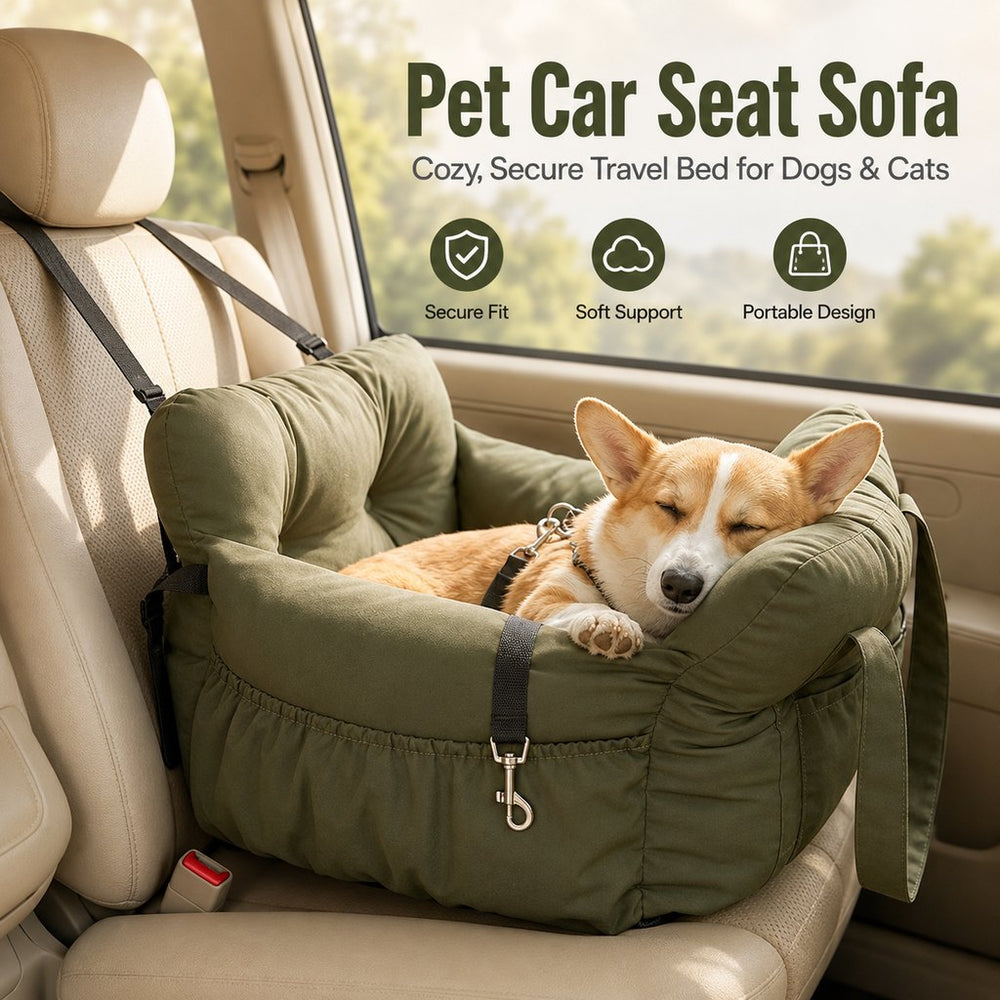 Pet Car Seat Sofa for Road Trips | Cozy Travel Bed for Calmer, More Secure Rides