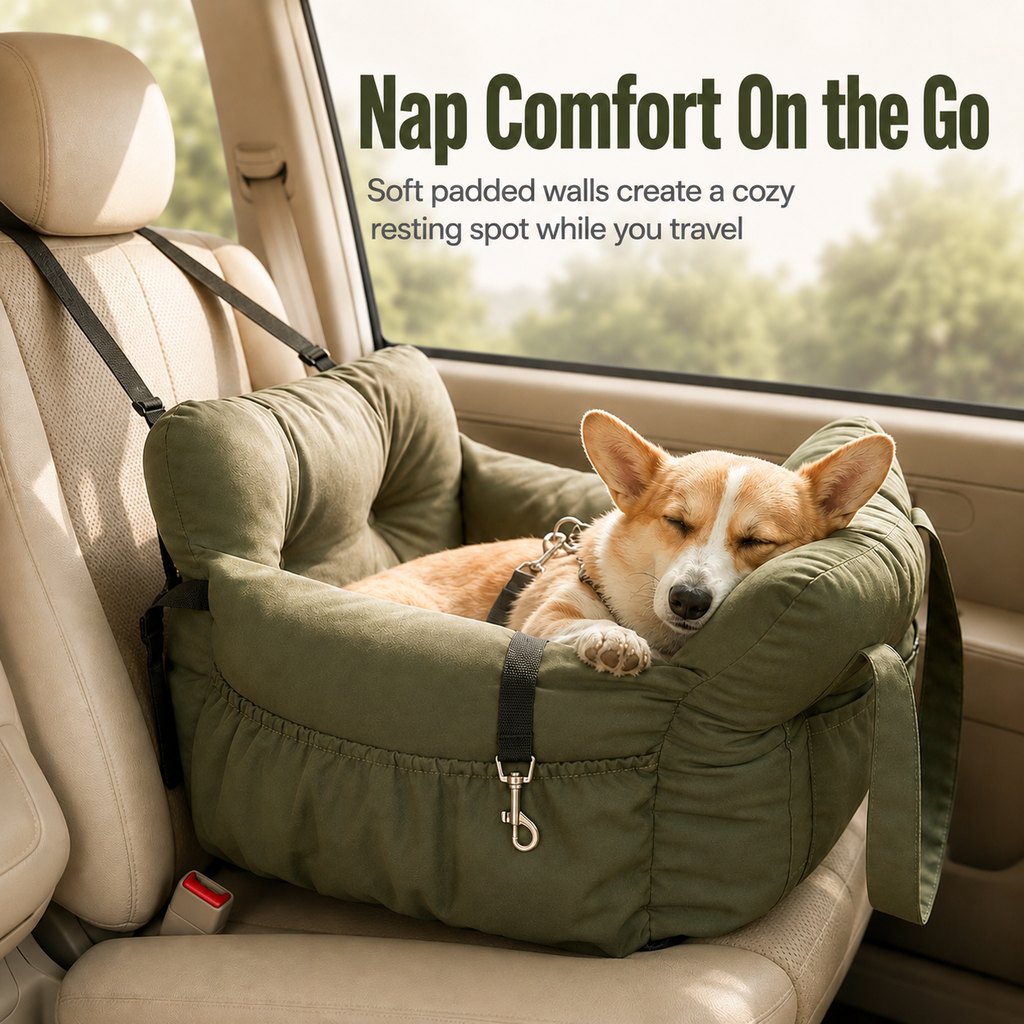 Pet Car Seat Sofa for Road Trips | Cozy Travel Bed for Calmer, More Secure Rides