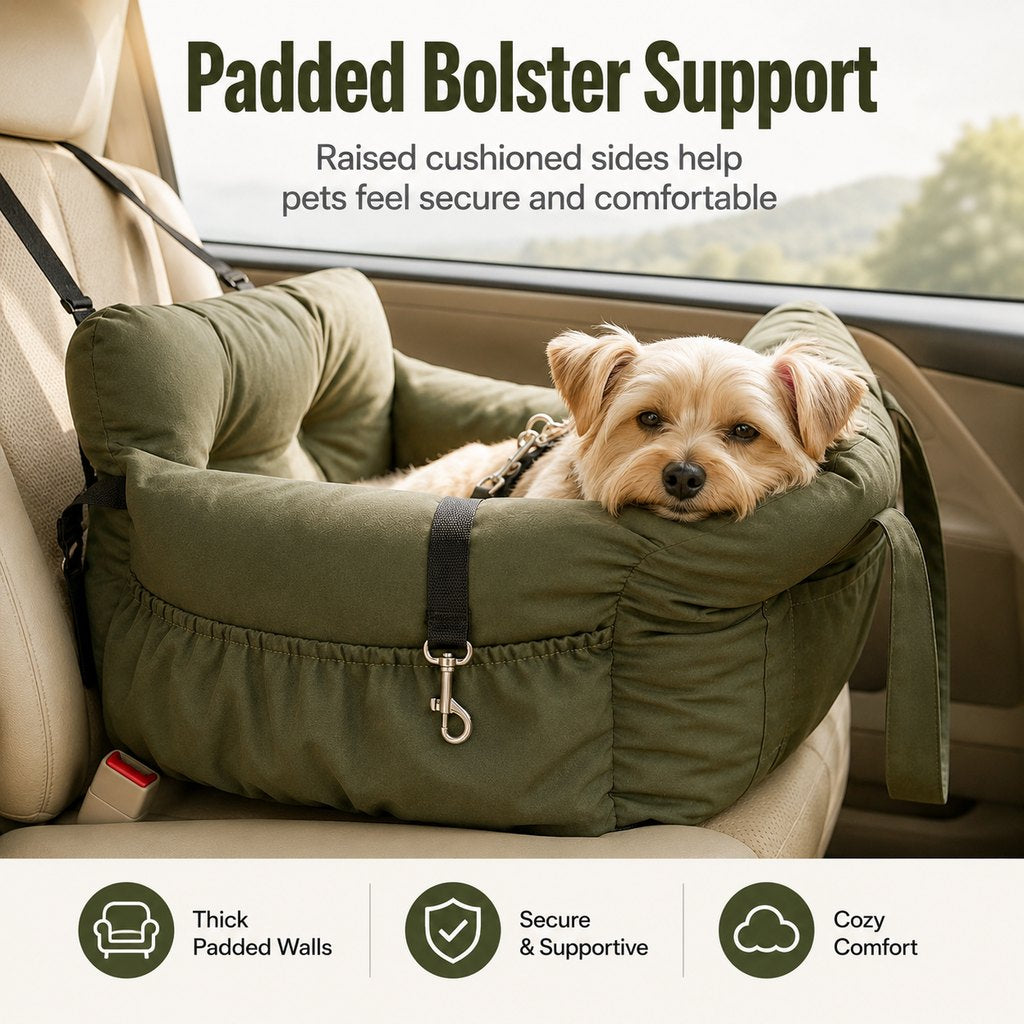 Pet Car Seat Sofa for Road Trips | Cozy Travel Bed for Calmer, More Secure Rides