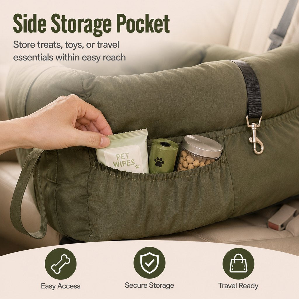 Pet Car Seat Sofa for Road Trips | Cozy Travel Bed for Calmer, More Secure Rides