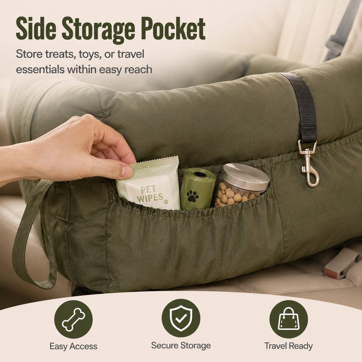 Pet Car Seat Sofa for Road Trips | Cozy Travel Bed for Calmer, More Secure Rides