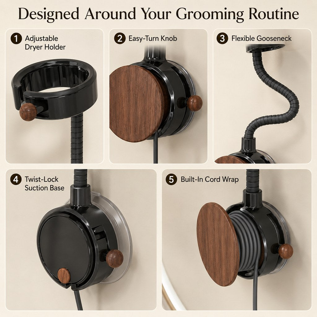 Hands-Free Pet Grooming Hair Dryer Holder for At-Home Bath Time
