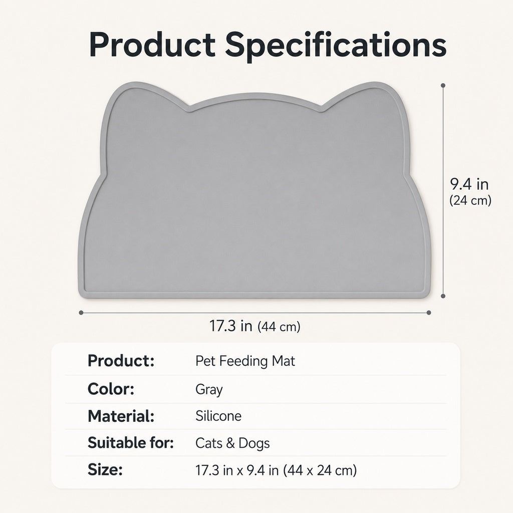 Raised-Edge Silicone Pet Feeding Mat for Cats & Dogs | Keeps Floors Clean at Mealtime