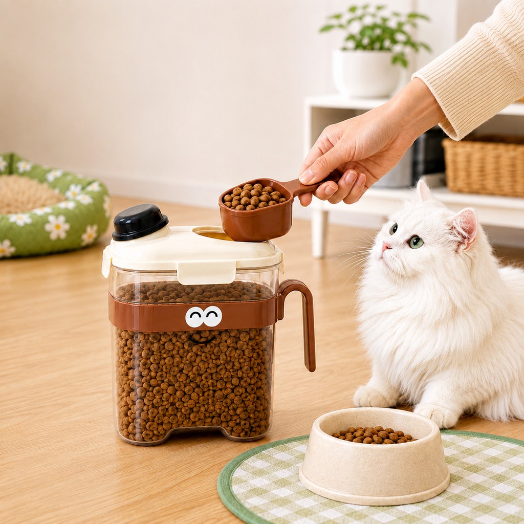 Sealed Pet Food Storage Container with Scoop for Cats & Dogs | Easy, Mess-Free Daily Feeding