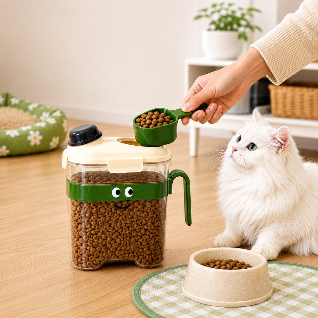 Sealed Pet Food Storage Container with Scoop for Cats & Dogs | Easy, Mess-Free Daily Feeding