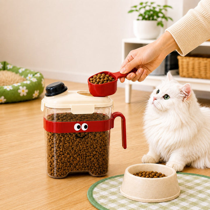 Sealed Pet Food Storage Container with Scoop for Cats & Dogs | Easy, Mess-Free Daily Feeding