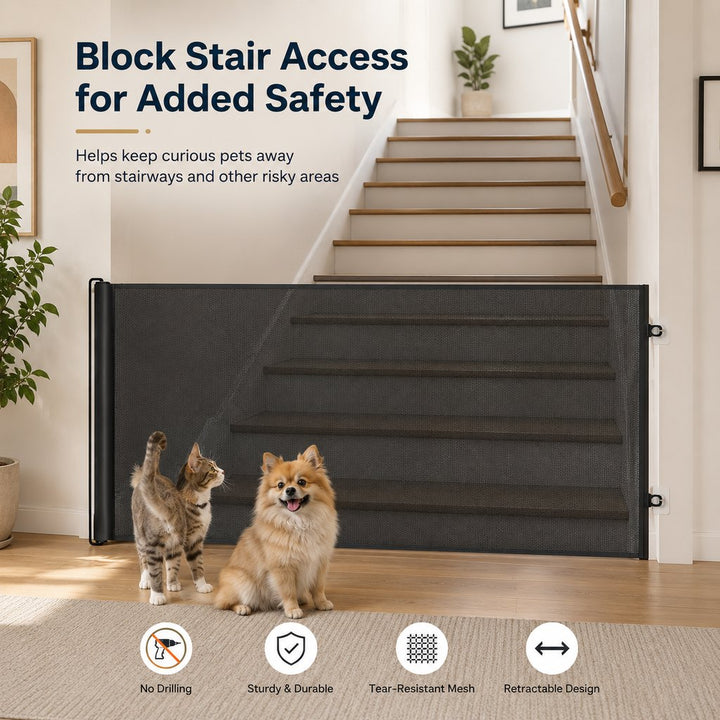 No-Drill Retractable Pet Gate for Doorways, Kitchens & Stairs