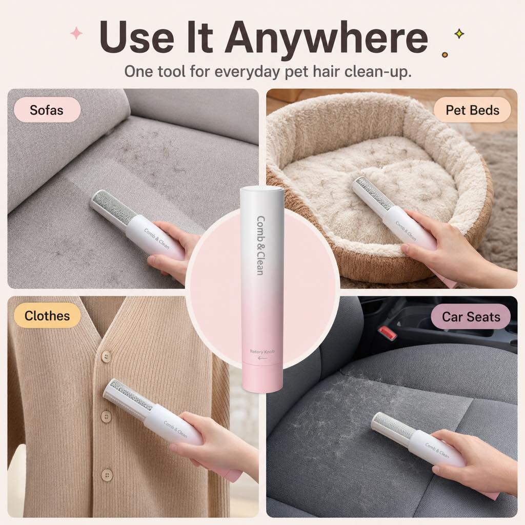 Self-Cleaning Pet Grooming Comb for Dogs & Cats | Shedding & Hair Removal Brush