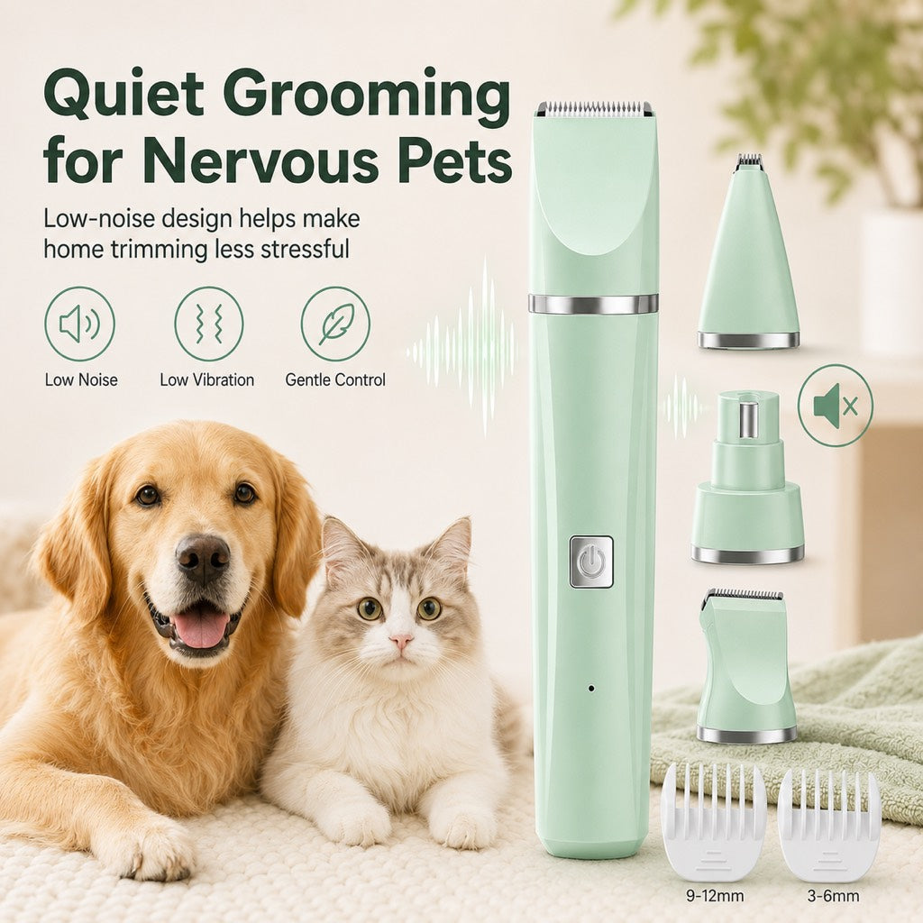 4-in-1 Cordless Pet Grooming Trimmer for Dogs & Cats